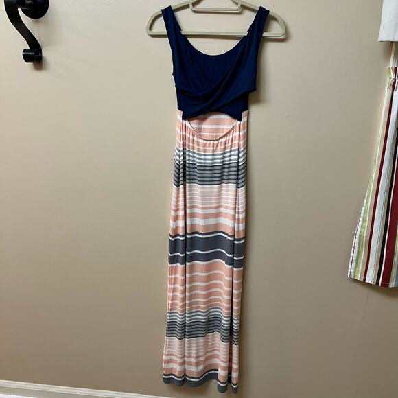 Market & Spruce Color Block Stripe Back Cut-Out Maxi Dress Size XS - Picture 11 of 15